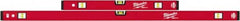 Milwaukee Tool - Magnetic 24" & 48" Long 6 Vial Box Beam Level - Aluminum, Red, 2 Level & 4 Plumb Vials - Exact Tooling