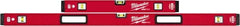 Milwaukee Tool - Magnetic 24" & 48" Long 6 Vial Box Beam Level - Aluminum, Red, 2 Level & 4 Plumb Vials - Exact Tooling