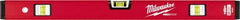 Milwaukee Tool - 24" Long 3 Vial Box Beam Level - Aluminum, Red, 1 Level & 2 Plumb Vials - Exact Tooling