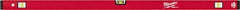 Milwaukee Tool - 48" Long 3 Vial Box Beam Level - Aluminum, Red, 1 Level & 2 Plumb Vials - Exact Tooling