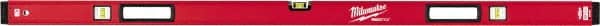 Milwaukee Tool - Magnetic 59" Long 3 Vial Box Beam Level - Aluminum, Red, 1 Level & 2 Plumb Vials - Exact Tooling