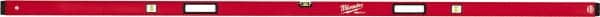 Milwaukee Tool - 96" Long 3 Vial Box Beam Level - Aluminum, Red, 1 Level & 2 Plumb Vials - Exact Tooling