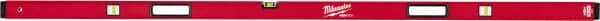 Milwaukee Tool - 78" Long 3 Vial Box Beam Level - Aluminum, Red, 1 Level & 2 Plumb Vials - Exact Tooling