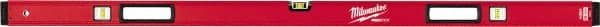 Milwaukee Tool - 59" Long 3 Vial Box Beam Level - Aluminum, Red, 1 Level & 2 Plumb Vials - Exact Tooling