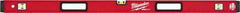 Milwaukee Tool - 48" Long 3 Vial Box Beam Level - Aluminum, Red, 1 Level & 2 Plumb Vials - Exact Tooling