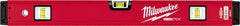 Milwaukee Tool - 24" Long 3 Vial Box Beam Level - Aluminum, Red, 1 Level & 2 Plumb Vials - Exact Tooling