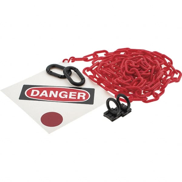 PRO-SAFE - 8" High Pedestrian Danger Sign Kit - 12' Long Plastic Rope - Exact Tooling