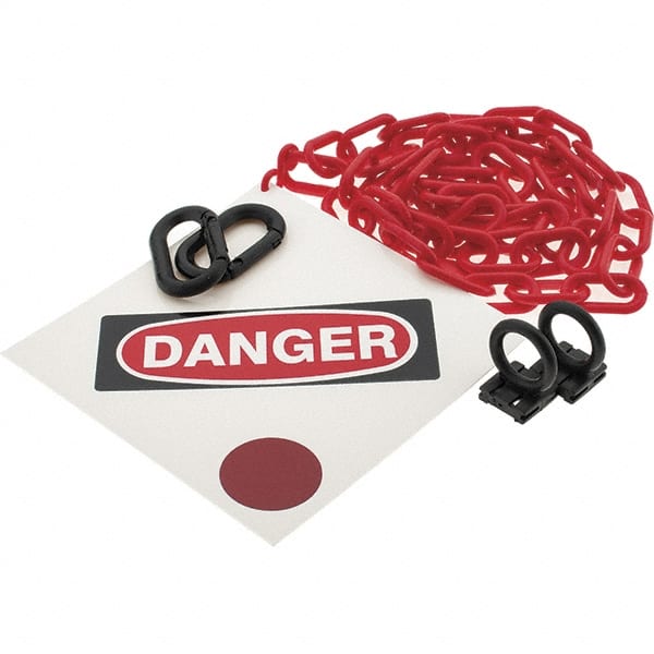 PRO-SAFE - 8" High Pedestrian Danger Sign Kit - 6' Long Plastic Rope - Exact Tooling