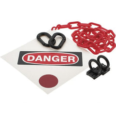 PRO-SAFE - 8" High Pedestrian Danger Sign Kit - 3' Long Plastic Rope - Exact Tooling