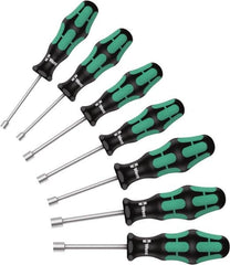 Wera - 7 Piece, 5 to 13mm Nut Driver Set - Hollow Shaft, Ergonomic Handle - Exact Tooling