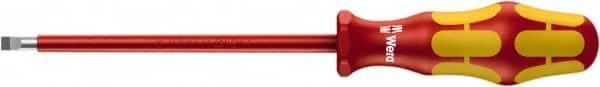 Wera - 4mm Blade Width, 9-3/4" OAL Slotted Screwdriver - 150mm Blade Length, Round Shank, Acetate with Rubber Grip Handle - Exact Tooling