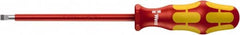 Wera - 4mm Blade Width, 9-3/4" OAL Slotted Screwdriver - 150mm Blade Length, Round Shank, Acetate with Rubber Grip Handle - Exact Tooling
