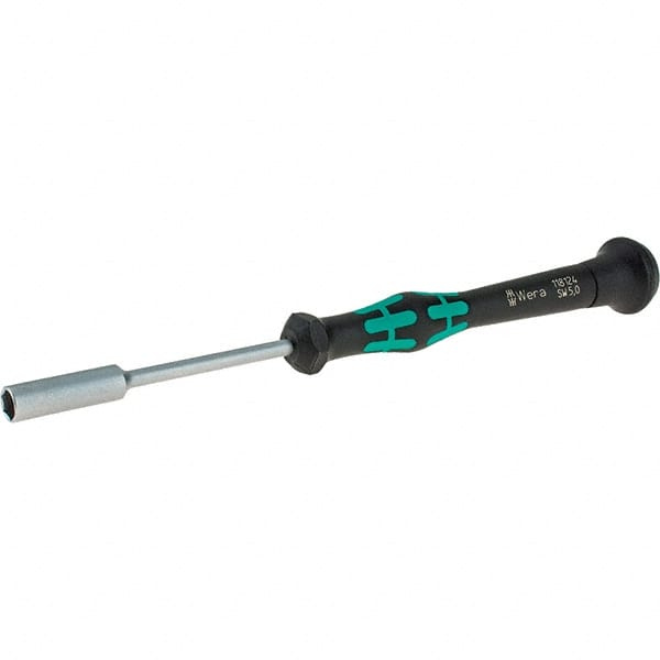Wera - 5mm Solid Shaft Precision Nutdriver - Cushion Grip Handle, 6-1/4" OAL - Exact Tooling