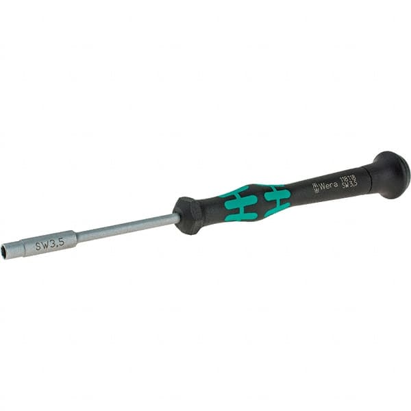 Wera - 3.5mm Solid Shaft Precision Nutdriver - Cushion Grip Handle, 6-1/4" OAL - Exact Tooling