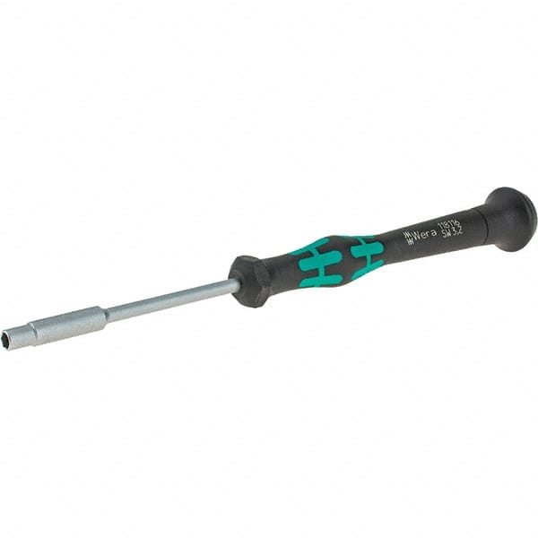 Wera - 3.2mm Solid Shaft Precision Nutdriver - Cushion Grip Handle, 6-1/4" OAL - Exact Tooling