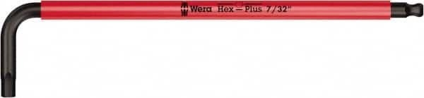Wera - 7/32" Hex, Long Arm, Hex Key - 6-3/4" OAL, Cast Steel, Inch System of Measurement - Exact Tooling