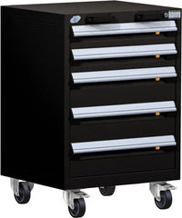 Rousseau Metal - 5 Drawer Steel Tool Roller Cabinet - 24" Wide x 35-1/8" High x 21" Deep, Ball Bearing Drawer Slides, Black - Exact Tooling