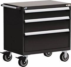 Rousseau Metal - 5 Drawer Steel Tool Roller Cabinet - 36" Wide x 37-1/2" High x 18" Deep, Ball Bearing Drawer Slides, Black - Exact Tooling