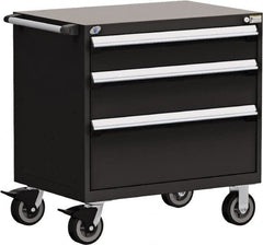Rousseau Metal - 5 Drawer Steel Tool Roller Cabinet - 30" Wide x 37-1/2" High x 27" Deep, Ball Bearing Drawer Slides, Black - Exact Tooling