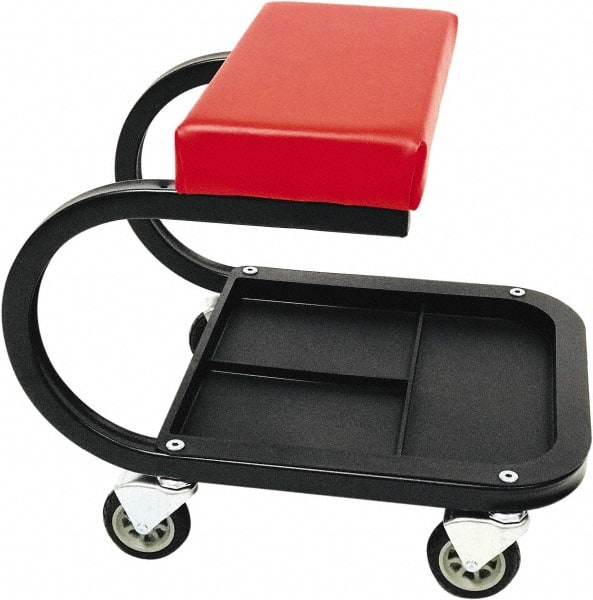 Whiteside - 440 Lb Capacity, 4 Wheel Creeper Seat with Tray - Steel, 15-1/2" Long x 19" High x 14" Wide - Exact Tooling