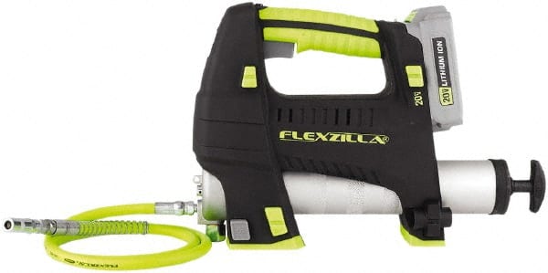 Legacy - 7,000 Max psi, Flexible Battery-Operated Grease Gun - 14 oz Capacity, 1/8 Thread Outlet, Bulk, Filler Pump & Cartridge Fill - Exact Tooling