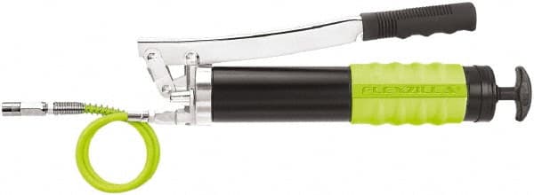 Legacy - 9,000 Max psi, Flexible & Rigid Lever Grease Gun - 14 oz Capacity, 1/8 Thread Outlet, 25 Strokes per oz, Bulk, Filler Pump & Cartridge Fill - Exact Tooling