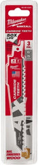 Milwaukee Tool - 6" Long x 1" Thick, Carbide Reciprocating Saw Blade - Tapered Profile, 5 TPI, Toothed Edge, Universal Shank - Exact Tooling