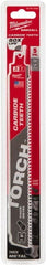 Milwaukee Tool - 9" Long x 1" Thick, Carbide Reciprocating Saw Blade - Straight Profile, 7 TPI, Toothed Edge, Universal Shank - Exact Tooling