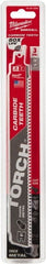 Milwaukee Tool - 9" Long x 1" Thick, Carbide Reciprocating Saw Blade - Straight Profile, 7 TPI, Toothed Edge, Universal Shank - Exact Tooling