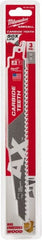 Milwaukee Tool - 9" Long x 1" Thick, Carbide Reciprocating Saw Blade - Tapered Profile, 6 TPI, Toothed Edge, Universal Shank - Exact Tooling