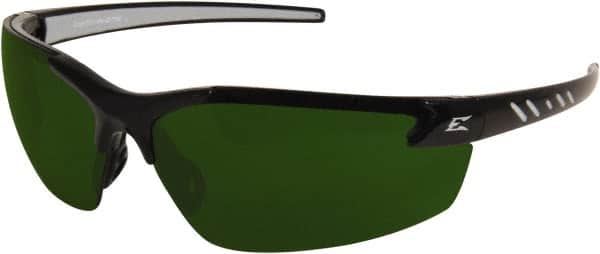 Edge Eyewear - Green Lenses, Frameless Safety Glasses - Scratch Resistant, Black Nylon Frame, Size Universal, Wrap Around - Exact Tooling
