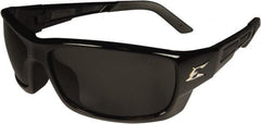 Edge Eyewear - Smoke Lenses, Framed Safety Glasses - Scratch Resistant, Black Nylon Frame, Size S, Wrap Around - Exact Tooling