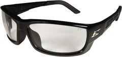 Edge Eyewear - Clear Lenses, Framed Safety Glasses - Scratch Resistant, Black Nylon Frame, Size S, Wrap Around - Exact Tooling