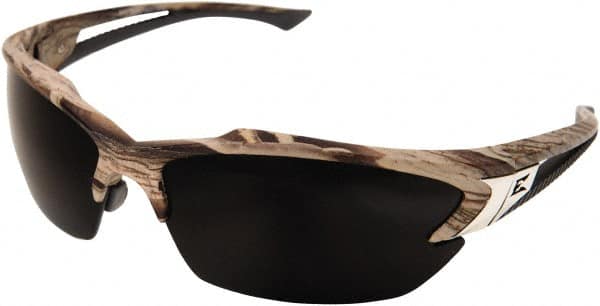 Edge Eyewear - Smoke Lenses, Frameless Safety Glasses - Scratch Resistant, Camouflage Nylon Frame, Size Universal, Wrap Around - Exact Tooling