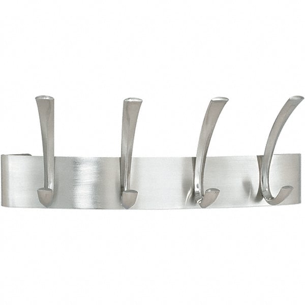 Safco - 4 Hooks, 14-1/4" Long x 4-1/2" Deep, Steel Wall/Door Hat/Coat Hook - 5-1/4" High - Exact Tooling