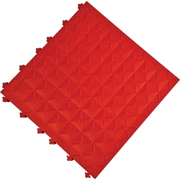 Ergo Advantage - 18" Long x 18" Wide x 1" Thick, Anti-Fatigue Modular Matting Anti-Fatigue Flooring - 2 Interlocking Sides, Red, For Dry Areas - Exact Tooling