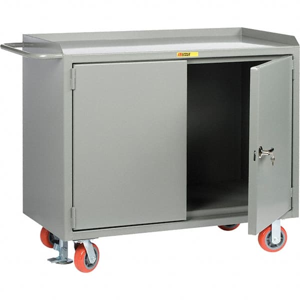 Little Giant - 3,600 Lb Capacity, 2 Door Mobile Service Bench - 41" Wide x 24" Deep x 43" High, Steel, Gray - Exact Tooling