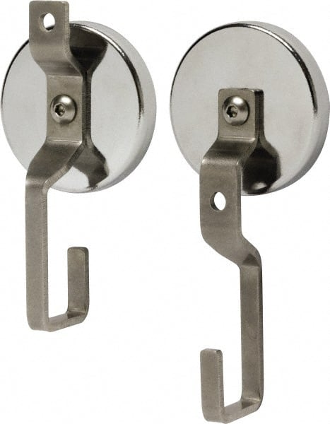 Mag-Mate - 19 Lb Capacity, 1" Projection, 304 Stainless Steel Magnetic Reversible Hook - 4-1/2" OAL - Exact Tooling