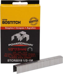 Stanley Bostitch - 1/2" Long x 7/16" Wide, 24 Gauge Crowned Construction Staple - Steel, Chisel Point - Exact Tooling