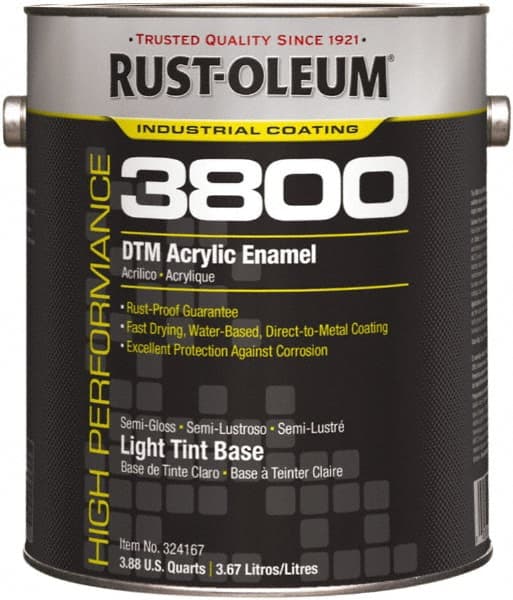 Rust-Oleum - 1 Gal Light Tint Base Semi Gloss Finish Acrylic Enamel Paint - 150 to 270 Sq Ft per Gal, Interior/Exterior, Direct to Metal - Exact Tooling