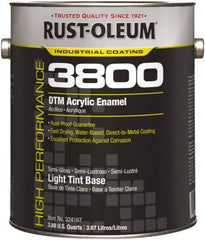 Rust-Oleum - 1 Gal Light Tint Base Semi Gloss Finish Acrylic Enamel Paint - 150 to 270 Sq Ft per Gal, Interior/Exterior, Direct to Metal - Exact Tooling