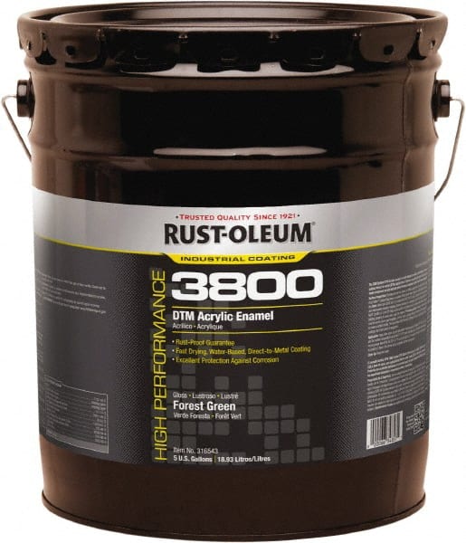 Rust-Oleum - 5 Gal Forest Green Gloss Finish Acrylic Enamel Paint - 150 to 270 Sq Ft per Gal, Interior/Exterior, Direct to Metal - Exact Tooling