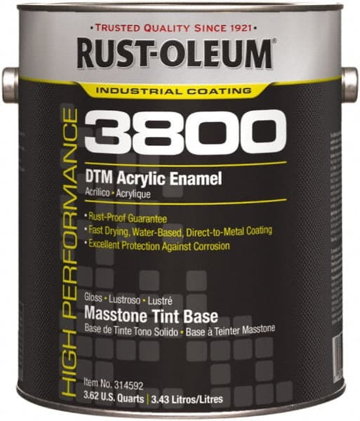 Rust-Oleum - 1 Gal Masstone Tint Base Gloss Finish Acrylic Enamel Paint - 150 to 270 Sq Ft per Gal, Interior/Exterior, Direct to Metal - Exact Tooling