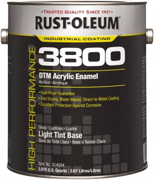 Rust-Oleum - 1 Gal Light Tint Base Gloss Finish Acrylic Enamel Paint - 150 to 270 Sq Ft per Gal, Interior/Exterior, Direct to Metal - Exact Tooling