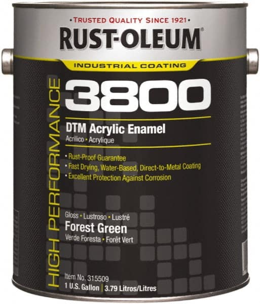 Rust-Oleum - 1 Gal Forest Green Gloss Finish Acrylic Enamel Paint - 150 to 270 Sq Ft per Gal, Interior/Exterior, Direct to Metal - Exact Tooling