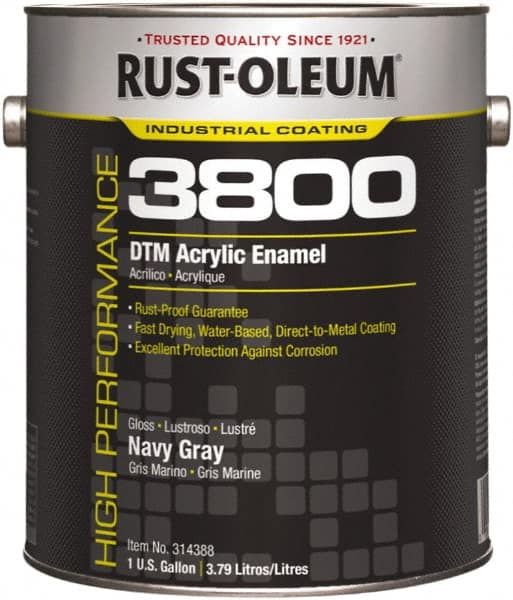 Rust-Oleum - 1 Gal Navy Gray Gloss Finish Acrylic Enamel Paint - 150 to 270 Sq Ft per Gal, Interior/Exterior, Direct to Metal - Exact Tooling