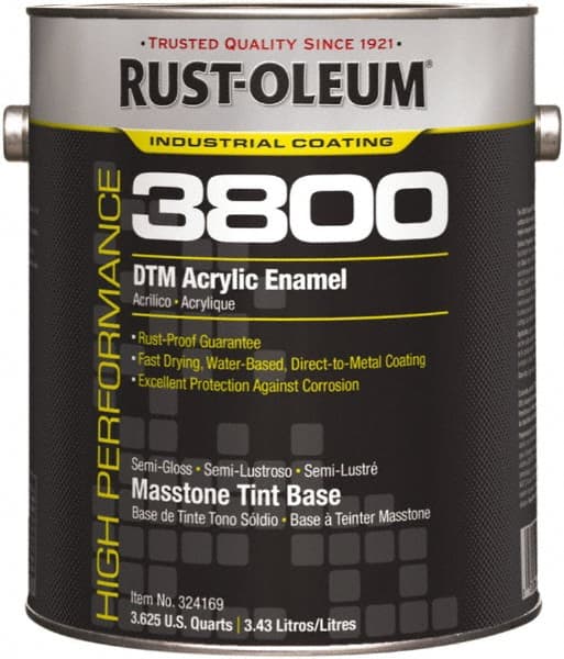 Rust-Oleum - 1 Gal Masstone Tint Base Semi Gloss Finish Acrylic Enamel Paint - 150 to 270 Sq Ft per Gal, Interior/Exterior, Direct to Metal - Exact Tooling