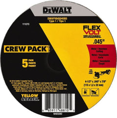 DeWALT - 4-1/2" Ceramic Cutoff Wheel - 0.045" Thick, 7/8" Arbor, 13,300 Max RPM, Use with Portable Tools - Exact Tooling
