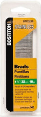 Stanley Bostitch - 18 Gauge 0.05" Shank Diam 1-1/4" Long Brad Nails for Power Nailers - Steel, Bright Finish, Ring Shank, Straight Stick Adhesive Collation, Brad Head, Chisel Point - Exact Tooling