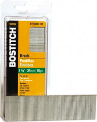 Stanley Bostitch - 18 Gauge 0.05" Shank Diam 1-3/8" Long Brad Nails for Power Nailers - Steel, Bright Finish, Ring Shank, Straight Stick Adhesive Collation, Brad Head, Chisel Point - Exact Tooling